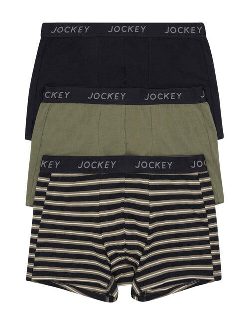 Jockey Comfort Stripe Trunk, 3-Pack, Green & Beige product photo