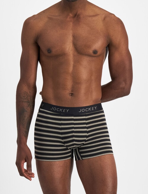 Jockey Comfort Stripe Trunk, 3-Pack, Green & Beige product photo View 03 L