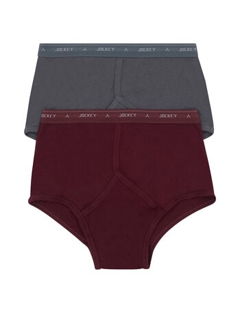 Jockey Y-Front Brief, 2-Pack, Grey & Maroon product photo