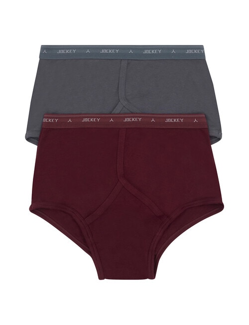 Jockey Y-Front Brief, 2-Pack, Grey & Maroon product photo