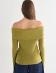 Mineral Percey Off Shoulder Sweater, Light Olive product photo View 02 S