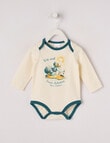 Teeny Weeny Slogan Kiwiana Kia Ora Long-Sleeve Bodysuit, Vanila product photo