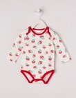 Teeny Weeny Slogan Kiwiana Pohutukawa Long-Sleeve Bodysuit, Optical White product photo
