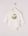Teeny Weeny Slogan Adventure Awaits Long-Sleeve Bodysuit, White product photo