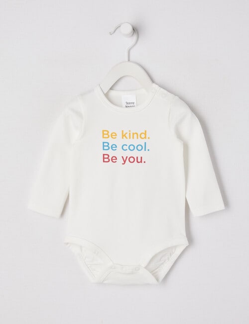 Teeny Weeny Play Time Be Kind Long-Sleeve Bodysuit, White product photo