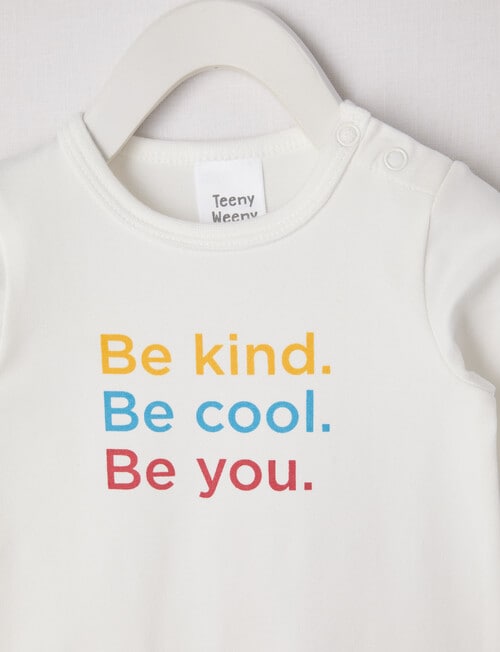 Teeny Weeny Play Time Be Kind Long-Sleeve Bodysuit, White product photo View 02 L