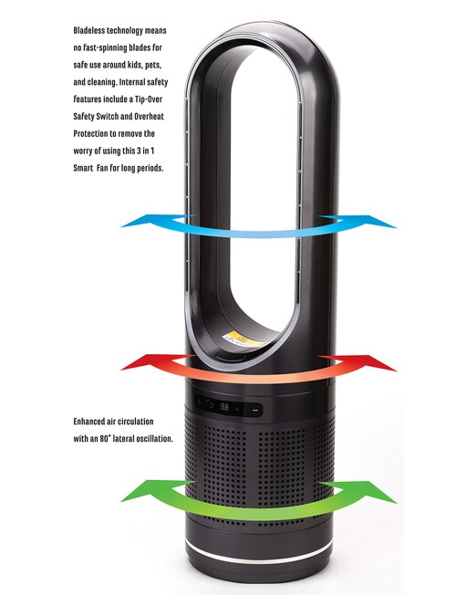 Sheffield 3-in-1 Bladeless Fan - Cool, Heat, Air Purify product photo View 06 L