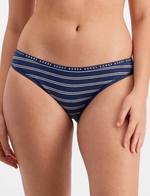 Bonds Hipster Bikini Brief, 3-Pack, Mini Stripe, Sea Charter, Rocksalt, 8-16 product photo