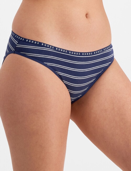 Bonds Hipster Bikini Brief, 3-Pack, Mini Stripe, Sea Charter, Rocksalt, 8-16 product photo View 02 L
