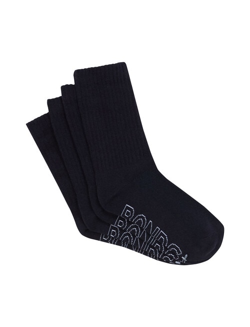 Bonds Logo Light School Crew Socks, 4-Pack, Navy, 2-16 product photo View 02 L
