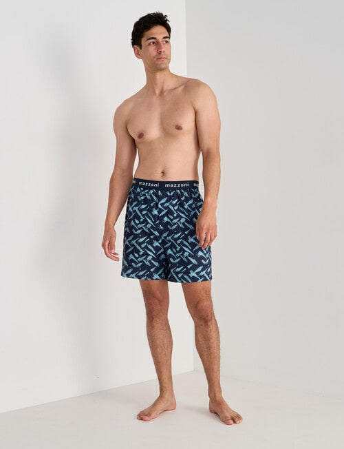Mazzoni Exposed Check Woven Sleep Short, Navy, Blue & Green product photo View 03 L