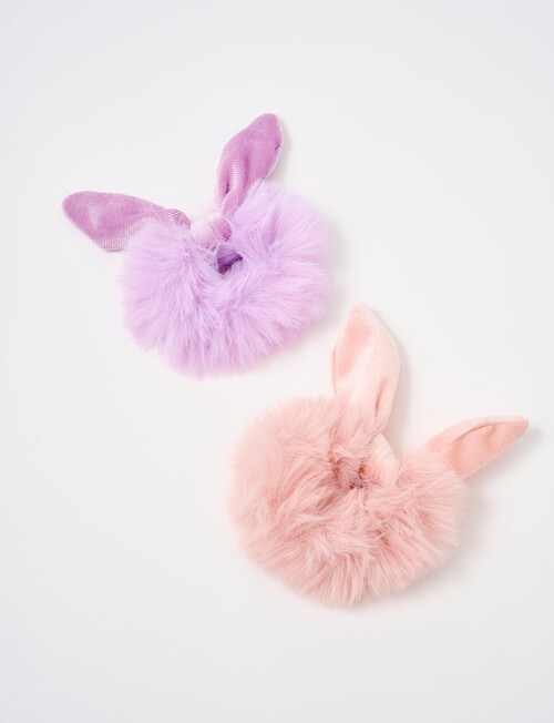 Switch Fluffy Ear Scrunchies, 2-Piece Set, Lilac & Pink product photo