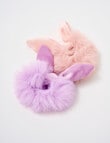 Switch Fluffy Ear Scrunchies, 2-Piece Set, Lilac & Pink product photo View 02 S