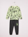 Licensed Minecraft Collage PJ Set, Lime & Charcoal, 3-7 product photo