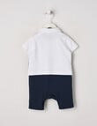Teeny Weeny All Dressed Up All in One Romper, Navy, Grey Marle & White product photo View 03 S