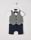 Teeny Weeny All Dressed Up All in One Romper, Navy, Grey Marle & White product photo
