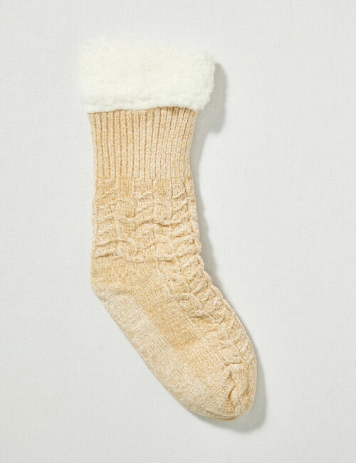 Lyric Sherpa Lined Chenile Socks, 1-Pack, Natural product photo