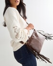 Whistle Accessories Fringe Crossbody Bag, Chocolate Brown product photo
