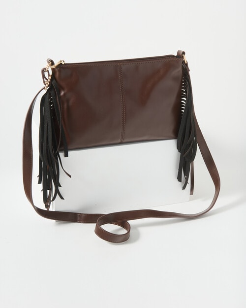 Whistle Accessories Fringe Crossbody Bag, Chocolate Brown product photo View 02 L
