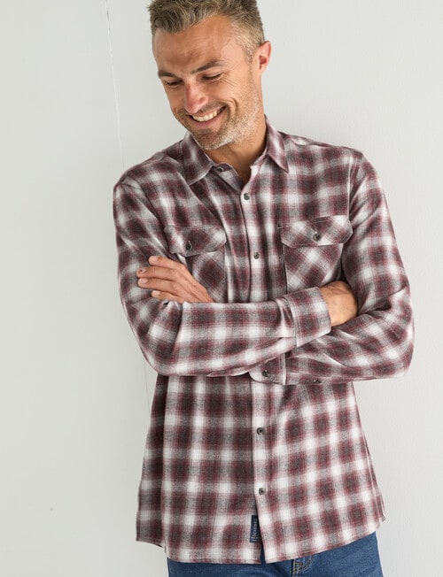 Chisel Long Sleeve Shirt Flannel, Dark Red product photo