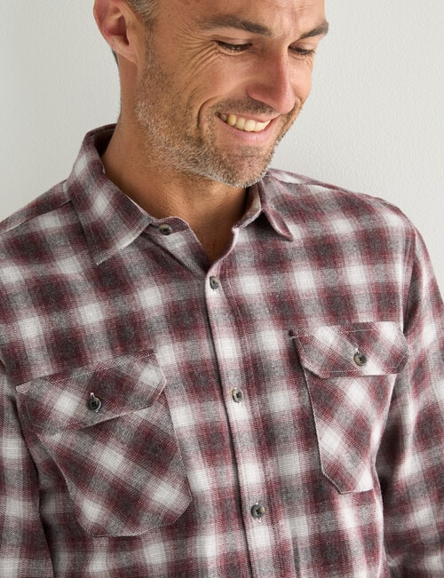 Chisel Long Sleeve Shirt Flannel, Dark Red product photo View 04 L
