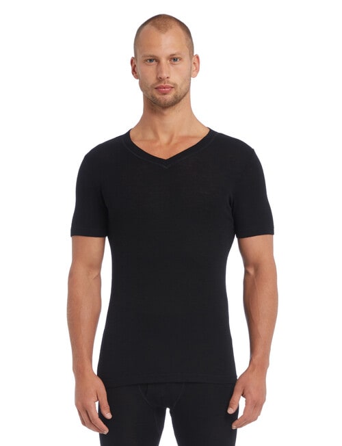 Superfit Merino Rib Short Sleeve V-Neck Top, Black product photo