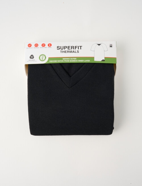 Superfit Merino Bamboo Short Sleeve V Neck Tee, Black product photo View 05 L