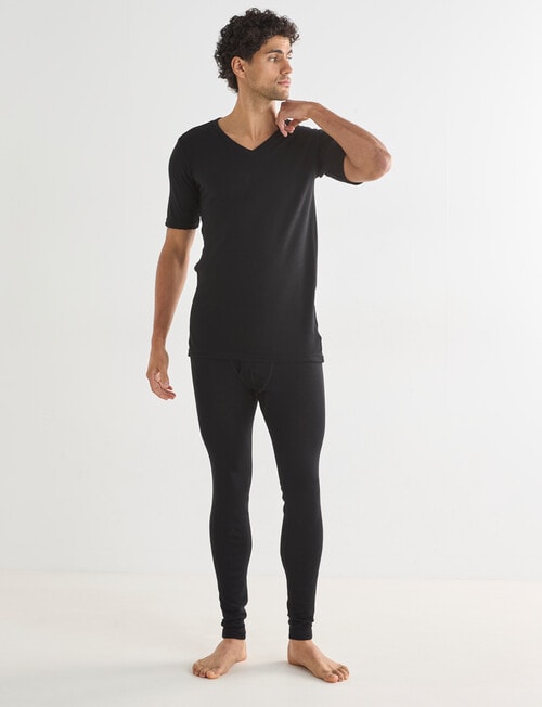Superfit Merino Bamboo Short Sleeve V Neck Tee, Black product photo View 03 L