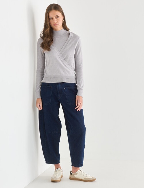 Mineral Edgar Layered Wrap Cardigan, Silver product photo View 03 L