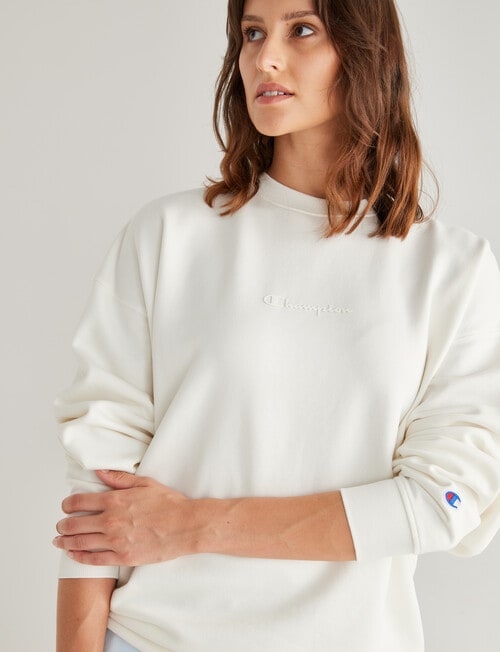 Champion Script Oversized Tonal Crew Top, Pearl product photo