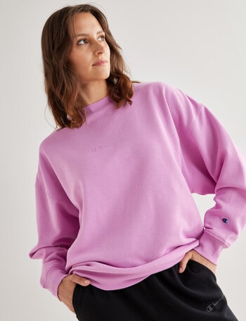 Champion Script Oversized Tonal Crew Top, Carnation Pink product photo
