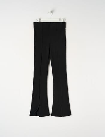 Switch Rib Flare Split Hem Full Length Legging, Black product photo