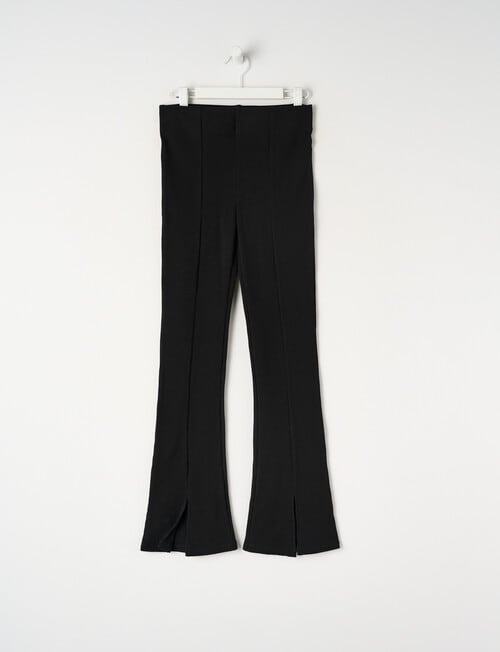 Switch Rib Flare Split Hem Full Length Legging, Black product photo