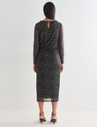 Whistle Animal Print Long Sleeve Mesh Midi Dress, Black product photo View 02 S