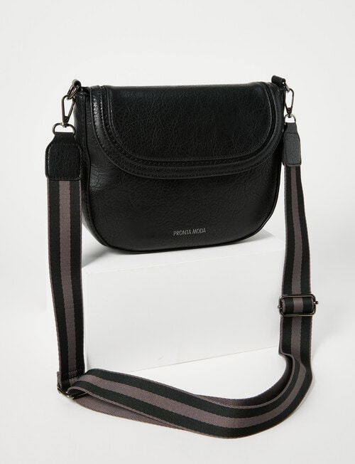 Pronta Moda Rounded Crossbody Bag, Black product photo