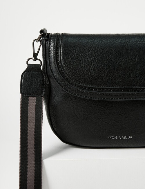 Pronta Moda Rounded Crossbody Bag, Black product photo View 03 L