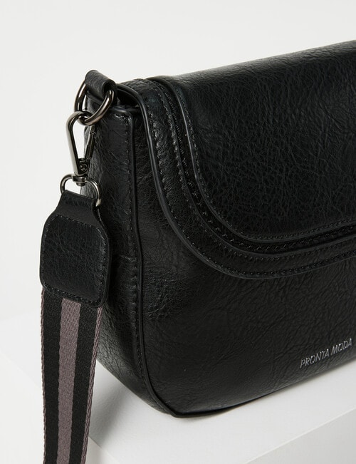 Pronta Moda Rounded Crossbody Bag, Black product photo View 04 L