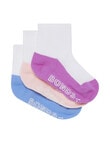 Bonds Logo Lights Quarter Crew Socks, 3-Pack, Pink product photo