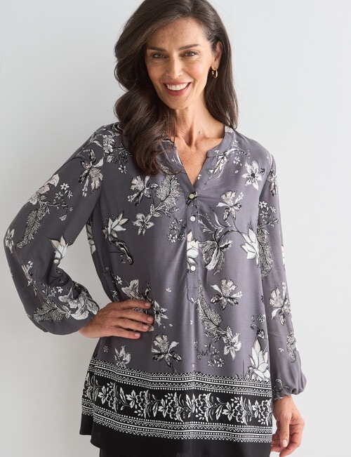 Ella J Border Print Top, Black & Bone product photo