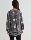 Ella J Border Print Top, Black & Bone product photo View 02 S