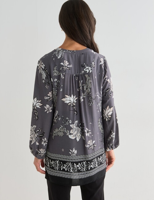 Ella J Border Print Top, Black & Bone product photo View 02 L