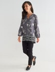 Ella J Border Print Top, Black & Bone product photo View 03 S