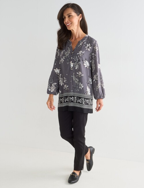 Ella J Border Print Top, Black & Bone product photo View 03 L