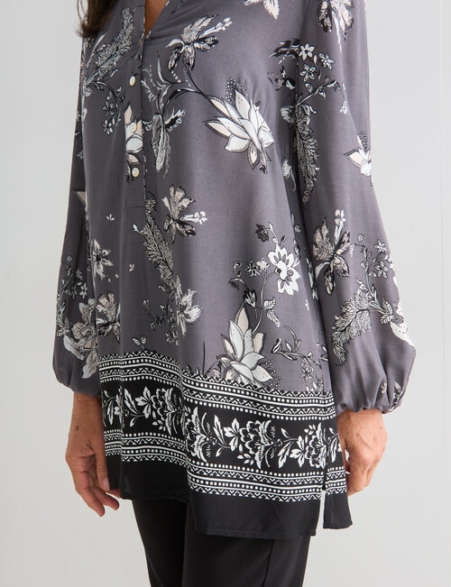 Ella J Border Print Top, Black & Bone product photo View 06 L