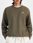Champion Reverse Weave C logo Crew Sweater, Cargo Olive product photo