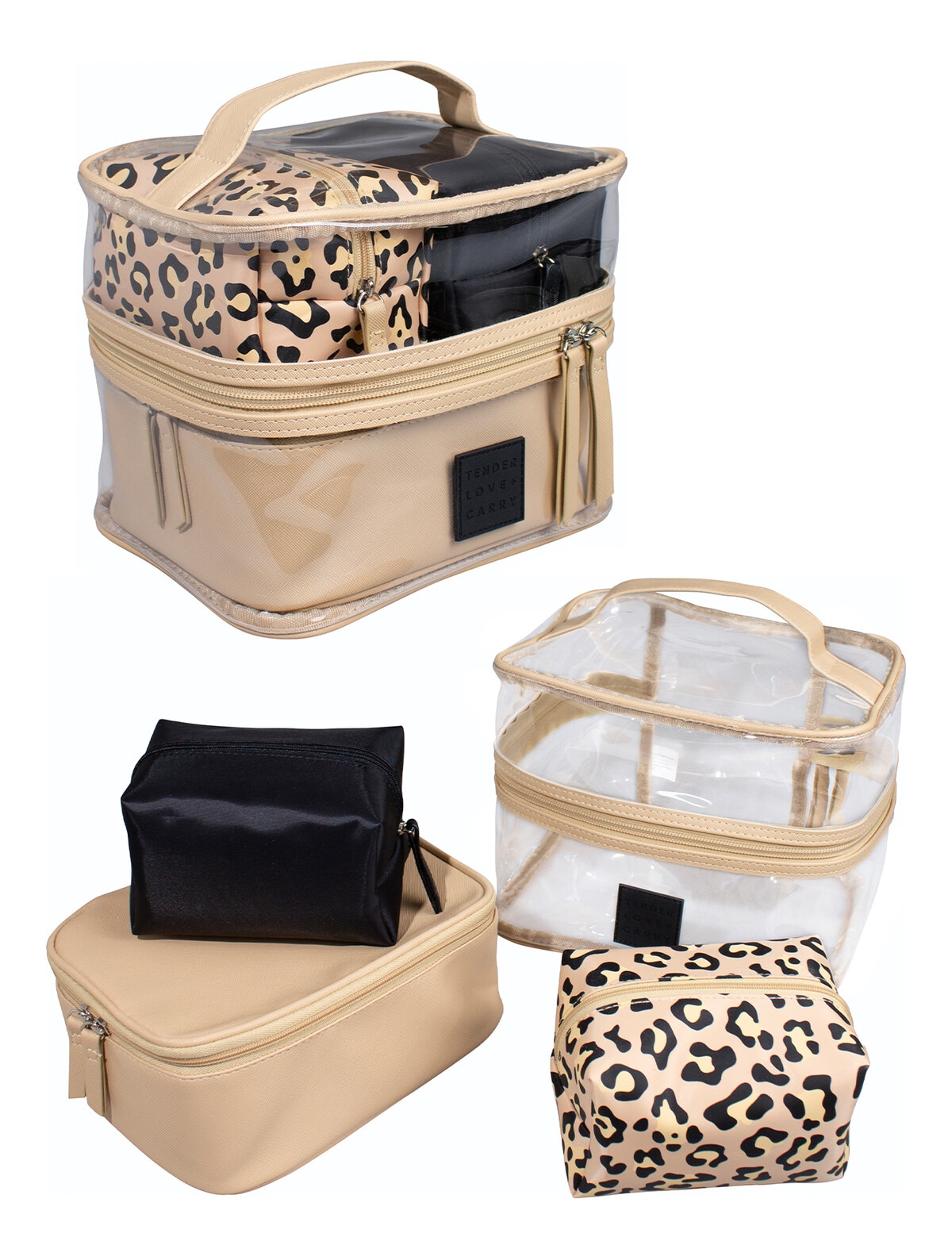 Tender Love + Carry Leopard 4-Piece Set, Tan
