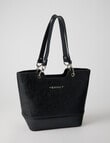Pronta Moda Floral Embossed Tote Bag, Black product photo