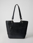 Pronta Moda Floral Embossed Tote Bag, Black product photo View 02 S