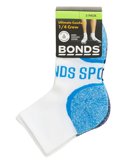 Bonds Ultimate Comfort Quarter Crew Sock, 3-Pack, White?, 2-10+ product photo View 03 L