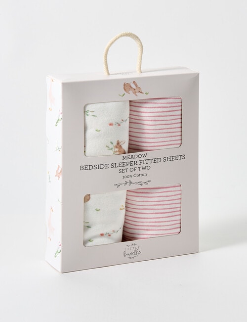 Little Bundle Bedside Sleeper Fitted Sheets, 2-Pack, Meadow product photo View 03 L